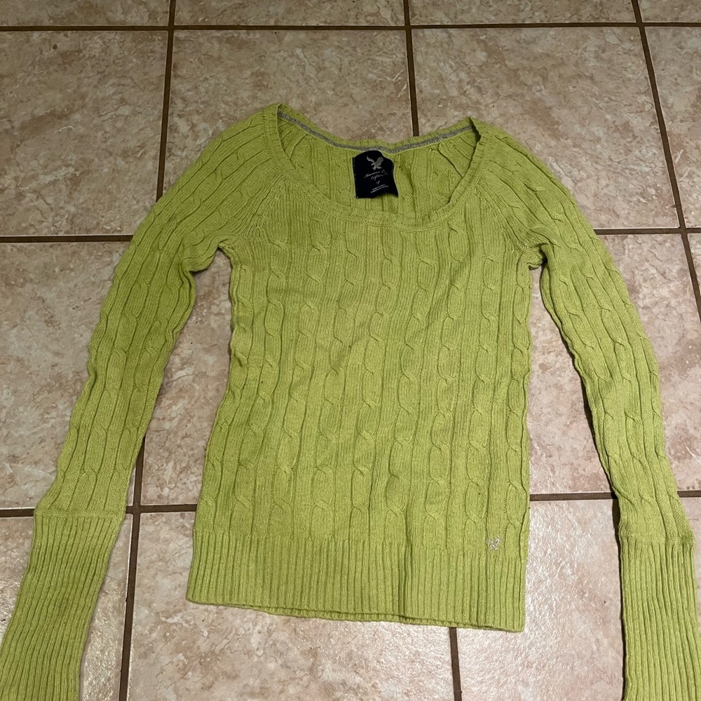 Vintage Green Cable Knit Sweater